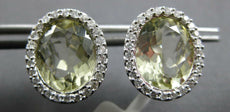 7.20CT DIAMOND & AAA GREEN AMETHYST 14KT WHITE GOLD OVAL HALO CLIP ON EARRINGS