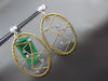 ESTATE LARGE .36CT DIAMOND 18K WHITE & YELLOW GOLD 3D OVAL SQUARE WOVEN EARRINGS