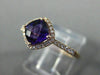ESTATE 1.02CT DIAMOND & AAA AMETHYST 14KT ROSE GOLD 3D CUSHION FUN LOVE RING