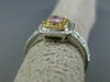 ESTATE GIA .93CT DIAMOND 18KT TWO TONE GOLD 3D HALO CUSHION CUT ENGAGEMENT RING