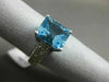 ESTATE 4.03CT DIAMOND & BLUE TOPAZ 14K WHITE GOLD 3D EMERALD CUT ENGAGEMENT RING