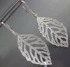 ESTATE EXTRA LARGE 3.05CT DIAMOND 18KT WHITE GOLD 3D LEAF HANGING EARRINGS