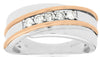 ESTATE WIDE .33CT DIAMOND 14KT WHITE GOLD 3D FIVE STONE ROUND DIAGONAL MENS RING