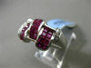 ESTATE WIDE 4.02CT DIAMOND & EXTRA FACET RUBY 18KT WHITE GOLD DOUBLE SIDED RING