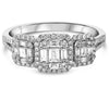 .58CT DIAMOND 14KT WHITE GOLD ROUND & BAGUETTE SQUARE PAST PRESENT FUTURE RING