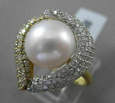 ESTATE 1.02CT DIAMOND 18KT TWO TONE GOLD AAA SOUTH SEA PEARL HEART SHAPE RING