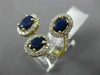 ESTATE LARGE 3.12CT DIAMOND & AAA SAPPHIRE 14K YELLOW GOLD 3D OVAL HALO FUN RING