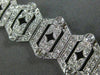 ESTATE WIDE 2.65CT DIAMOND 18KT WHITE GOLD 3D FILIGREE HEXAGON MILGRAIN BRACELET