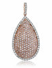 1.21CT WHITE & PINK DIAMOND 18KT WHITE ROSE GOLD PAVE TEAR DROP FLOATING PENDANT