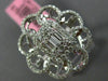 ESTATE LARGE .78CT ROUND & BAGUETTE DIAMOND 18KT WHITE GOLD FLOWER COCKTAIL RING