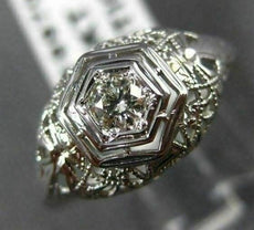 ANTIQUE .15CT DIAMOND 14KT WHITE GOLD 3D CLASSIC FILIGREE ENGAGEMENT RING #19970