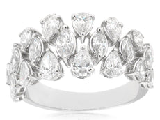 LARGE 2.0CT DIAMOND 14KT WHITE GOLD PEAR & MARQUISE SHAPE 3 ROW ANNIVERSARYRING