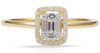 ESTATE .20CT DIAMOND 14KT YELLOW GOLD ROUND & BAGUETTE CLUSTER HALO PROMISE RING