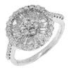 ESTATE WIDE 1.48CT DIAMOND 14KT WHITE GOLD 3D ROUND & BAGUETTE FLOWER FUN RING