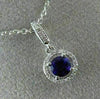 ESTATE .48CT DIAMOND & AAA AMETHYST 14KT WHITE GOLD ROUND HALO FLOATING PENDANT