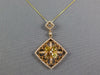 1.43CT WHITE & FANCY YELLOW DIAMOND 18KT ROSE GOLD OPEN FILIGREE SQUARE PENDANT