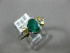 ESTATE .83CT DIAMOND & EMERALD 14K TWO TONE GOLD OVAL SEMI BEZEL ENGAGEMENT RING