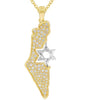 .47CT DIAMOND 14KT 2 TONE GOLD 3D MAP OF ISRAEL STAR OF DAVID FLOATING PENDANT