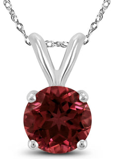 1.52CT AAA GARNET 14KT WHITE GOLD 3D CLASSIC ROUND SOLITAIRE FLOATING PENDANT