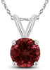 1.52CT AAA GARNET 14KT WHITE GOLD 3D CLASSIC ROUND SOLITAIRE FLOATING PENDANT