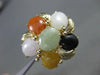 ESTATE WIDE 10.0CT JADE AMBER ONYX & CARNELIAN 14KT YELLOW GOLD FLOWER RING 2775