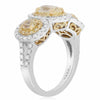 LARGE 2.78CT WHITE & FANCY YELLOW DIAMOND 18KT 2 TONE GOLD OVAL ENGAGEMENT RING