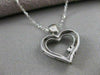 SMALL ESTATE DIAMOND 14KT WHITE GOLD OPEN LOVE HEART PENDANT + CHAIN #14MMx15MM
