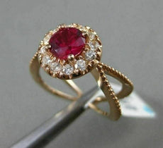 ESTATE WIDE 1.40CTW DIAMOND & AAA RUBY 14KT ROSE GOLD HALO CLASSIC INFINITY RING