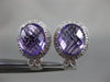 ESTATE LARGE 9.43CT DIAMOND & AAA AMETHYST 14K WHITE GOLD 3D OVAL HALO EARRINGS