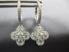 1.37CT DIAMOND 18KT WHITE GOLD 3D CLASSIC 4 LEAF CLOVER FLOWER HANGING EARRINGS