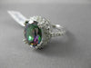 ESTATE LARGE 6.37CT DIAMOND & AAA MYSTIC TOPAZ 14KT WHITE GOLD 3D OVAL HALO RING