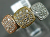 ESTATE WIDE .45CT DIAMOND 14KT TRI COLOR GOLD SQUARE CLUSTER STACKABLE FUN RING