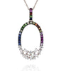 ESTATE .61CT BAGUETTE DIAMOND & MULTI COLOR SAPPHIRE 14K ROSE GOLD OVAL PENDANT