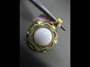 ESTATE LARGE .55CT DIAMOND & WHITE AGATE 14KT YELLOW GOLD FLOWER ENAMEL PENDANT
