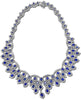EXTRA LARGE 89.77CT DIAMOND & AAA SAPPHIRE 18KT WHITE GOLD 3D CLEOPATRA NECKLACE