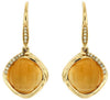13.74CT DIAMOND & AAA CITRINE 14K YELLOW GOLD 3D CUSHION SQUARE HANGING EARRINGS