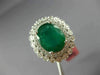 ESTATE LARGE 3.56CT DIAMOND & AAA EMERALD 18KT WHITE GOLD FLOWER ENGAGEMENT RING