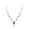 ESTATE 9.28CT DIAMOND & AAA EMERALD 18KT 2 TONE GOLD TEAR DROP TENNIS NECKLACE