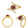 WIDE 1.12CT DIAMOND & AAA RUBY 14KT YELLOW GOLD OVAL CRISS CROSS HALO LOVE RING