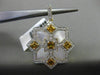 ESTATE LARGE 1.50CT DIAMOND & CITRINE 14K TWO TONE GOLD SQUARE SNOWFLAKE PENDANT