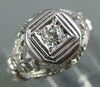 ANTIQUE .14CT DIAMOND 14KT WHITE GOLD SQUARE OPEN FILIGREE ENGAGEMENT RING 26658