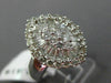 ESTATE LARGE 2.18CT ROUND & BAGUETTE DIAMOND 18KT WHITE GOLD 3D CLUSTER FUN RING
