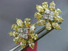 LARGE 4.08CT WHITE & FANCY YELLOW DIAMOND 18KT TWO TONE GOLD 3D HANGING EARRINGS