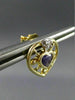 ESTATE LARGE .65CT DIAMOND & AMETHYST 14K TWO TONE GOLD 3D HEART EARRINGS #25209