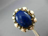 ESTATE LARGE .25CT DIAMOND AAA CORAL & LAPIS 14K YELLOW GOLD 3D OVAL FLOWER RING