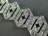 ESTATE WIDE 2.65CT DIAMOND 18KT WHITE GOLD 3D FILIGREE HEXAGON MILGRAIN BRACELET