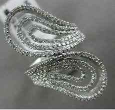 ESTATE LARGE 1.18CT DIAMOND 14KT WHITE GOLD 3D OPEN FILIGREE MULTI WAVE FUN RING