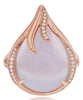 10.15CT DIAMOND & AAA ROSE QUARTZ 14KT ROSE GOLD TEAR DROP DOUBLE LEAF FUN RING