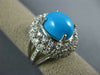 ESTATE LARGE 9.86CT DIAMOND & AAA TURQUOISE 14KT WHITE GOLD OVAL FUN RING #1997