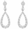 1.77CT DIAMOND 18K WHITE GOLD ROUND GRADUATING TEAR DROP FLOWER HANGING EARRINGS